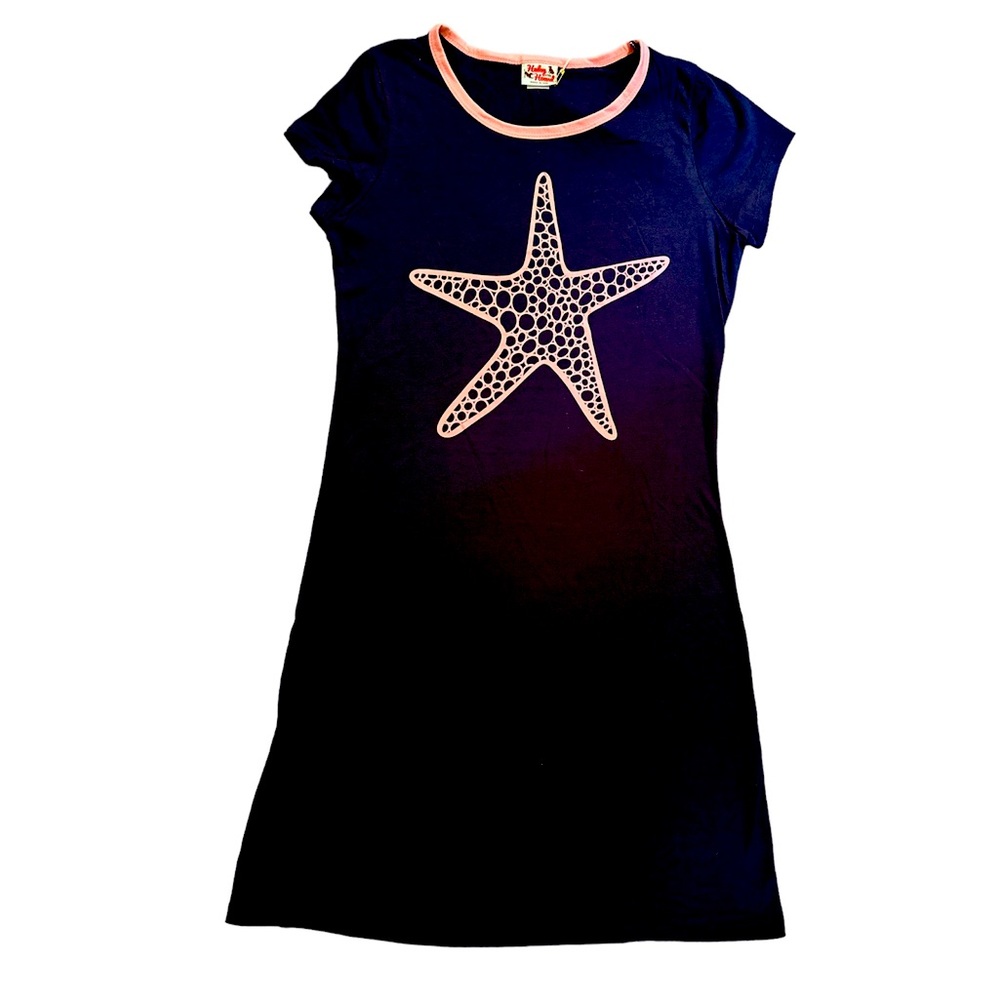 Haley and the Hound Amelia T-Shirt Dress - Starfish- Navy and Pink- XS NWT